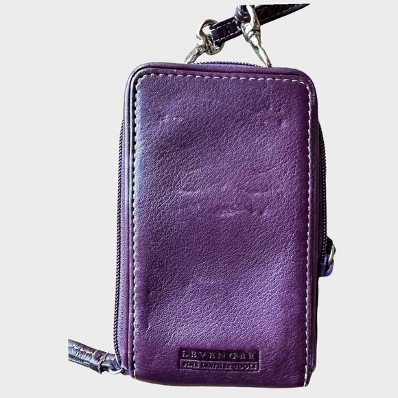 Levenger Small Leather Eggplant Color Phone/Wallet Carrying Case - Picture 4 of 8